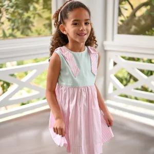 Ellie Dress- Mint/Pink Stripe