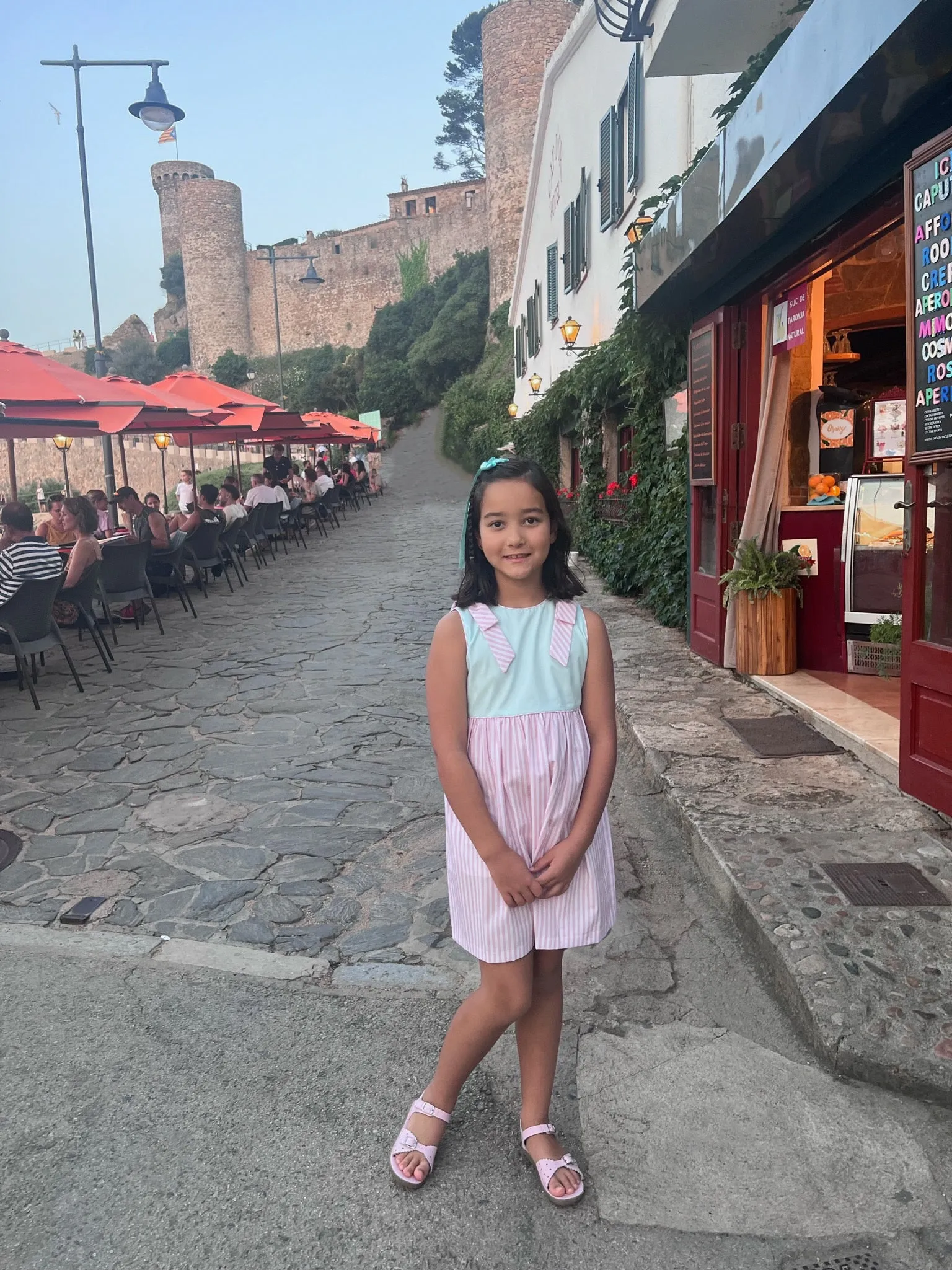 Ellie Dress- Mint/Pink Stripe