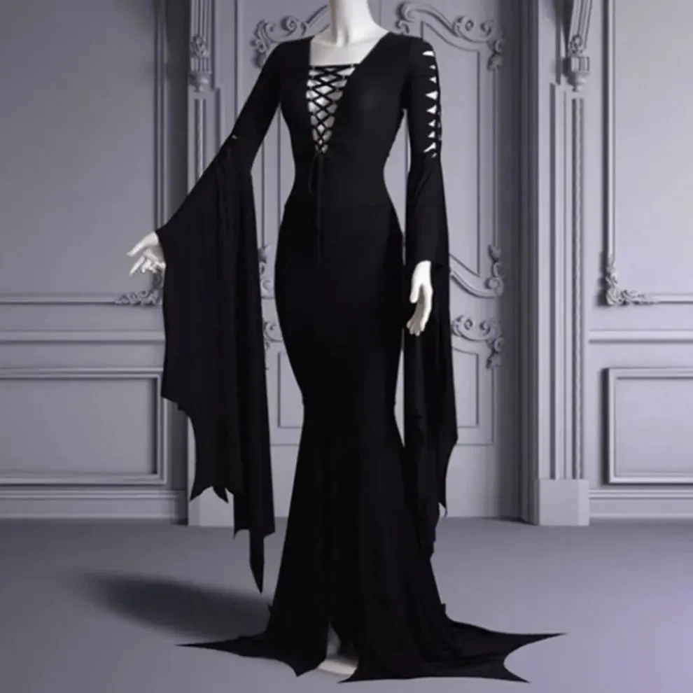 Funki Buys | Dresses | Women's Goth Lace Up Halloween Dress