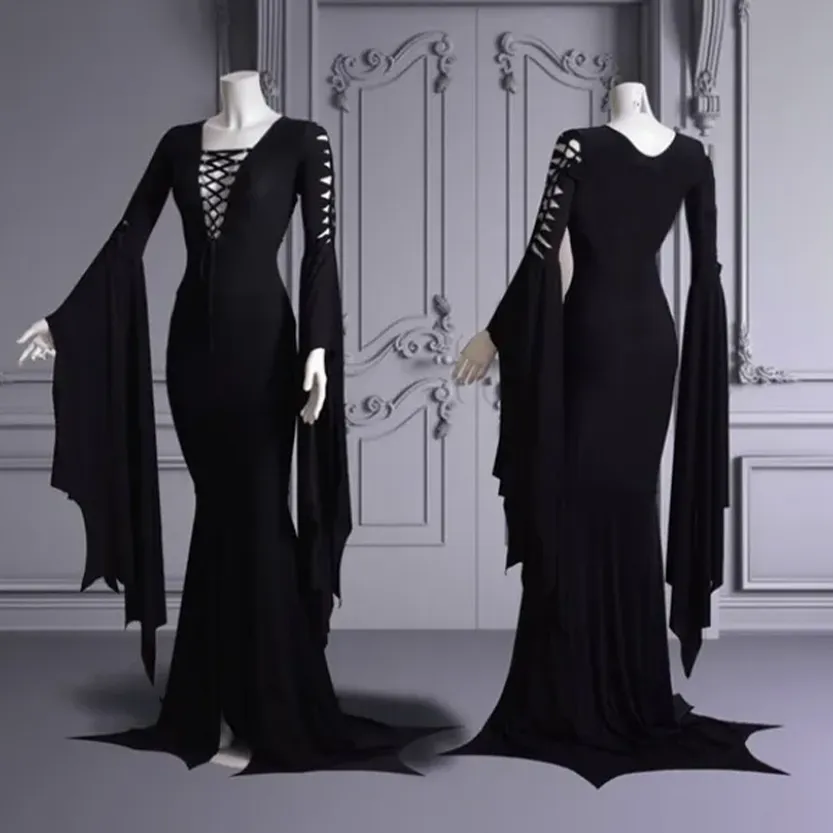 Funki Buys | Dresses | Women's Goth Lace Up Halloween Dress