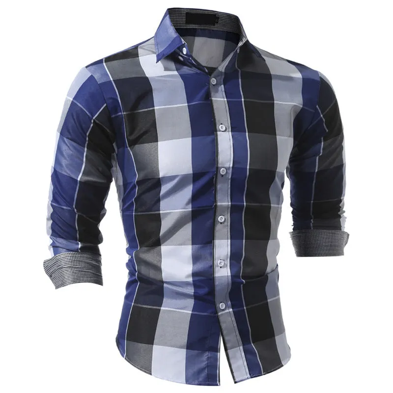 Men's Classic Long Sleeve Plaid Dress Shirts