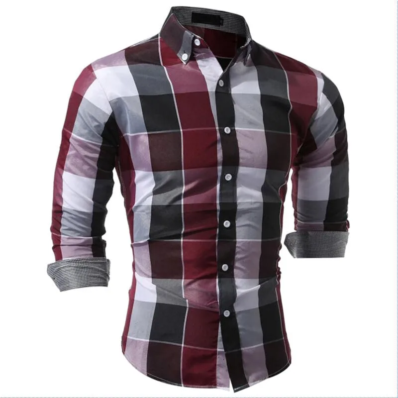 Men's Classic Long Sleeve Plaid Dress Shirts