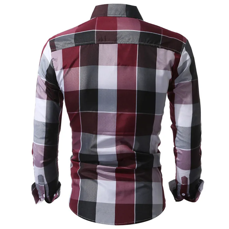 Men's Classic Long Sleeve Plaid Dress Shirts