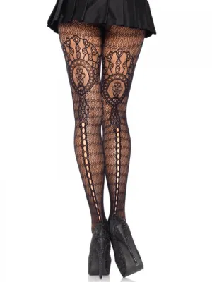 Plume Black Lace Pantyhose